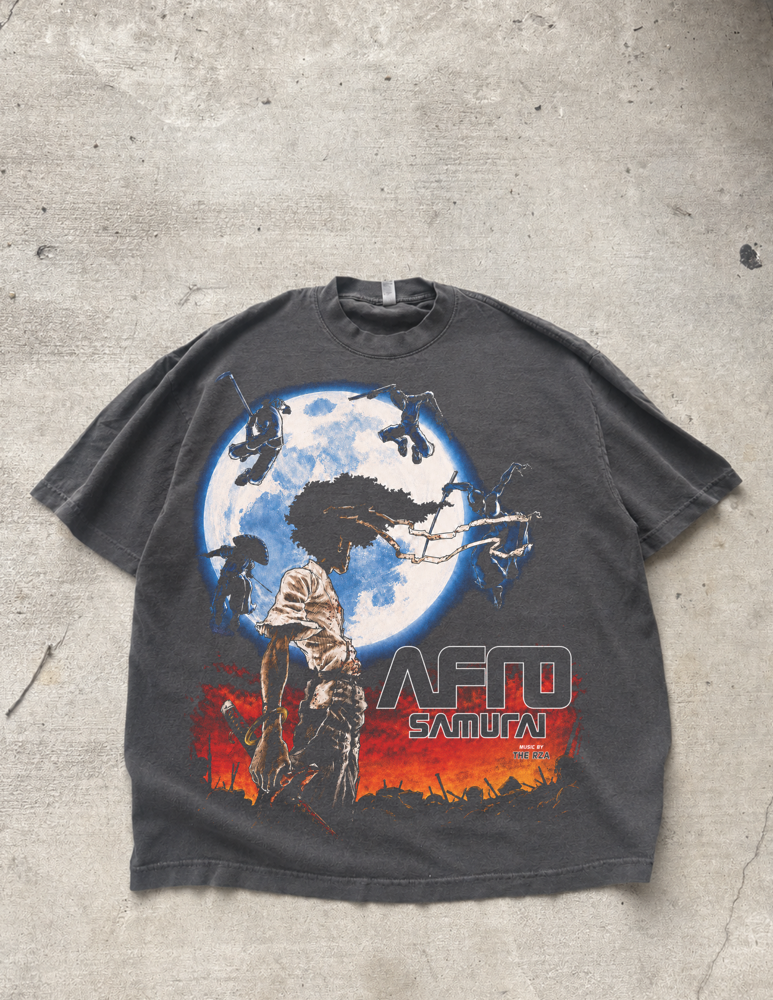 “Afro” Premium Tee in Faded Black