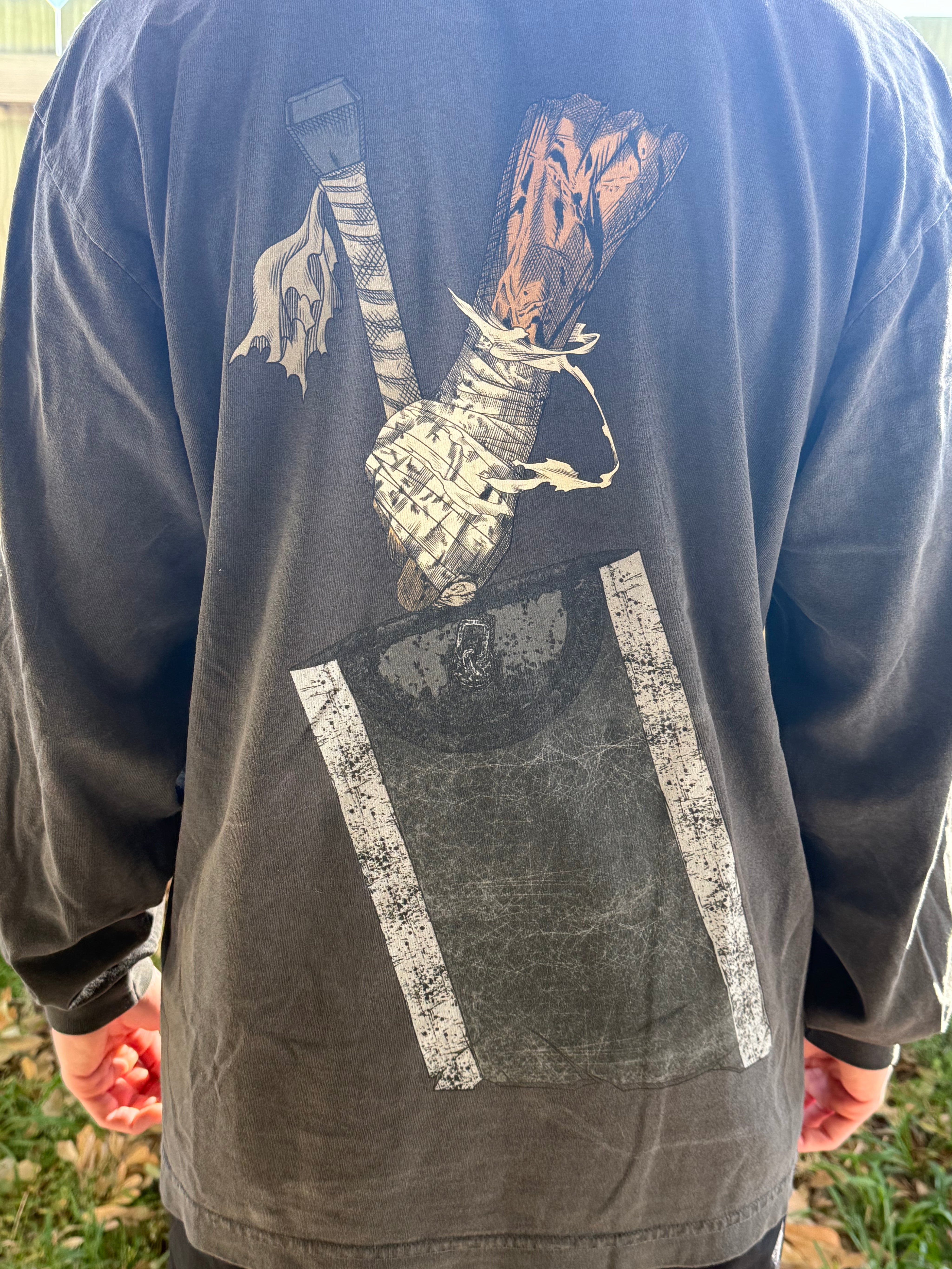 "Despair" Premium Longsleeve Tee in Faded Black