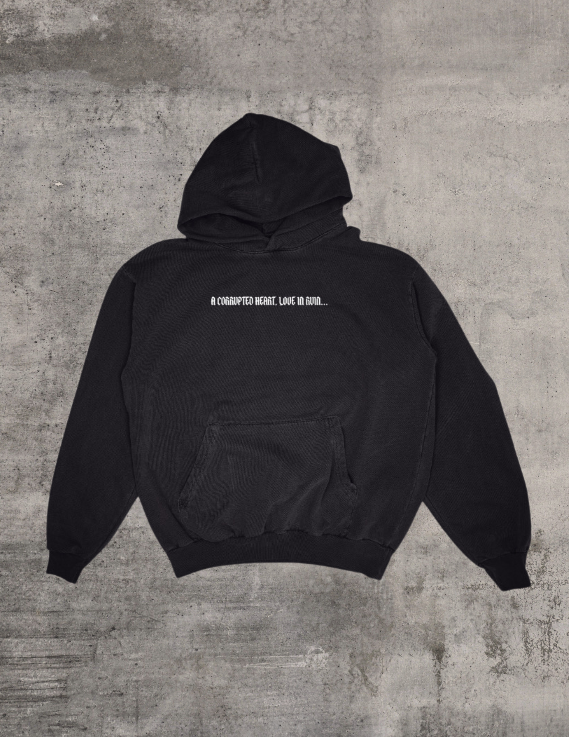 “Corrupted Love” Premium Hoodie In Off-Black